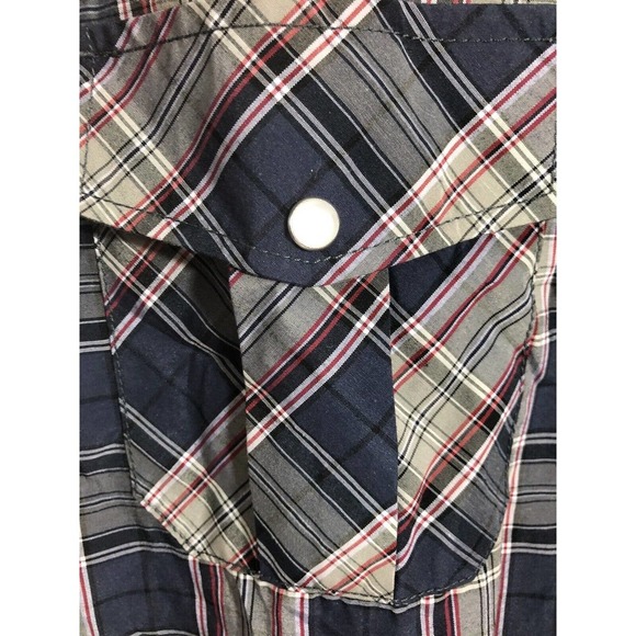 Coevals Club Pearl Snap Western Shirt Mens Medium Roll Tab L/S Gray Plaid - Picture 5 of 11
